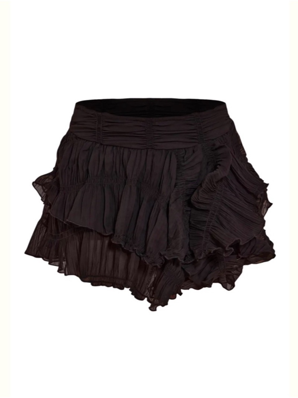 PrettyLittleThing Black Tiered Ruffle Mini Skirt